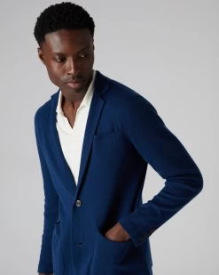 Men's Marlborough Fine Gauge Cashmere Jacket French Blue 11 Men's Marlborough Fine Gauge Cashmere Jacket French Blue -Cozy Fashion Shop SS22 NPG000460B F72 5