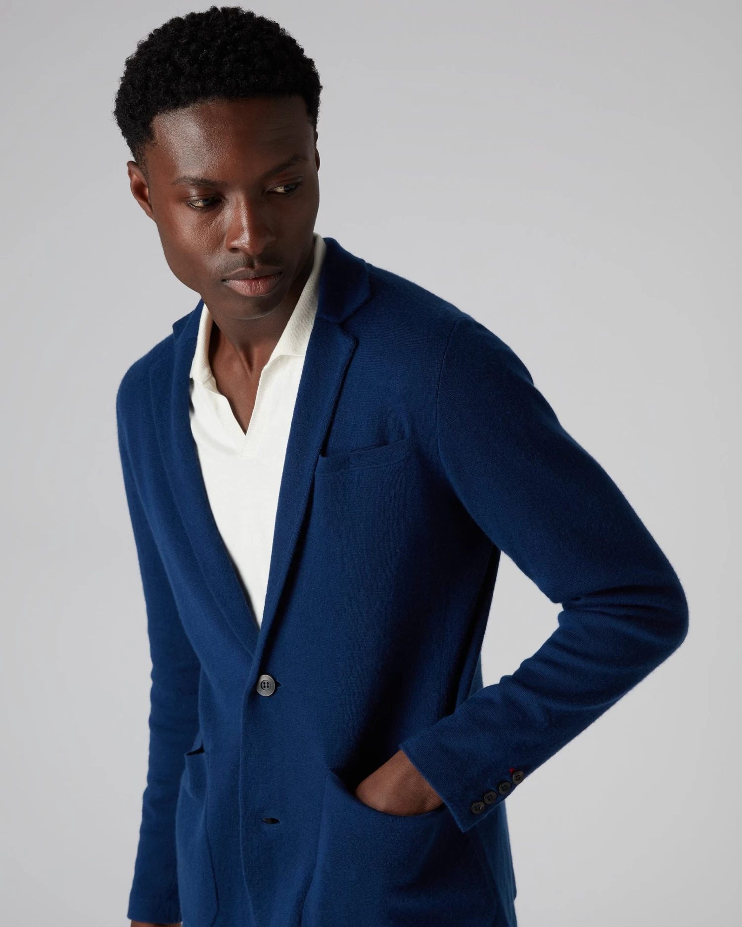 Men's Marlborough Fine Gauge Cashmere Jacket French Blue 6 Men's Marlborough Fine Gauge Cashmere Jacket French Blue - Image 5