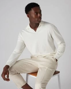 Men's Padstow Cotton Cashmere Polo Shirt New Ivory White