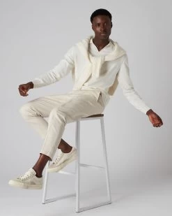 Men's Padstow Cotton Cashmere Polo Shirt New Ivory White -Cozy Fashion Shop SS22 NPG000535 NIV 3