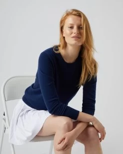 Women's Evie Classic Round Neck Cashmere Jumper French Blue