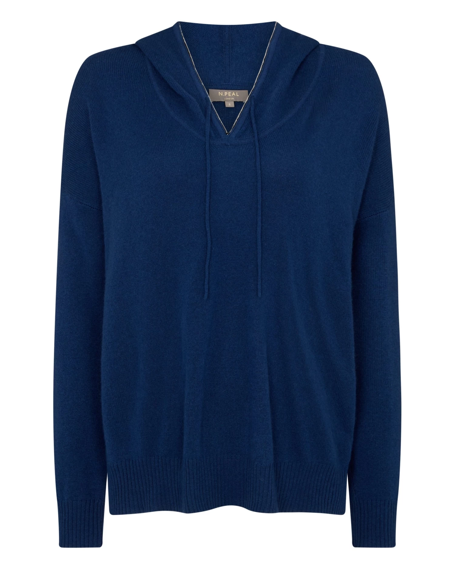 Women's Maya Metal Trim Cashmere Hoodie French Blue 4 Women's Maya Metal Trim Cashmere Hoodie French Blue - Image 2