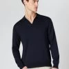 Men's Padstow Cotton Cashmere Polo Shirt Navy Blue