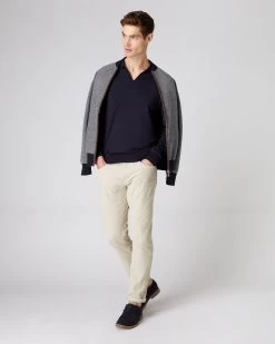 Men's Padstow Cotton Cashmere Polo Shirt Navy Blue -Cozy Fashion Shop SS23 NPG000535 NVY 3