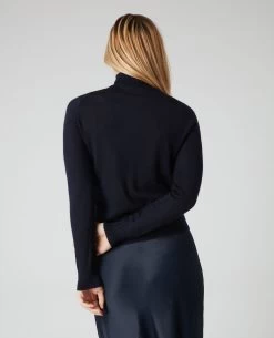Women's Margot Superfine Cashmere Roll Neck Jumper Navy Blue -Cozy Fashion Shop SS23 NPW000866R NVY 4