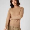 Women's Evie Classic Round Neck Cashmere Jumper Sahara Brown -Cozy Fashion Shop SS23 NPW000928B S55 1