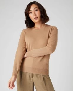 Women's Evie Classic Round Neck Cashmere Jumper Sahara Brown