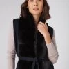 Women's Lola Fur Placket Cashmere Gilet Navy Blue -Cozy Fashion Shop SS23 NPW000949 NNY 5