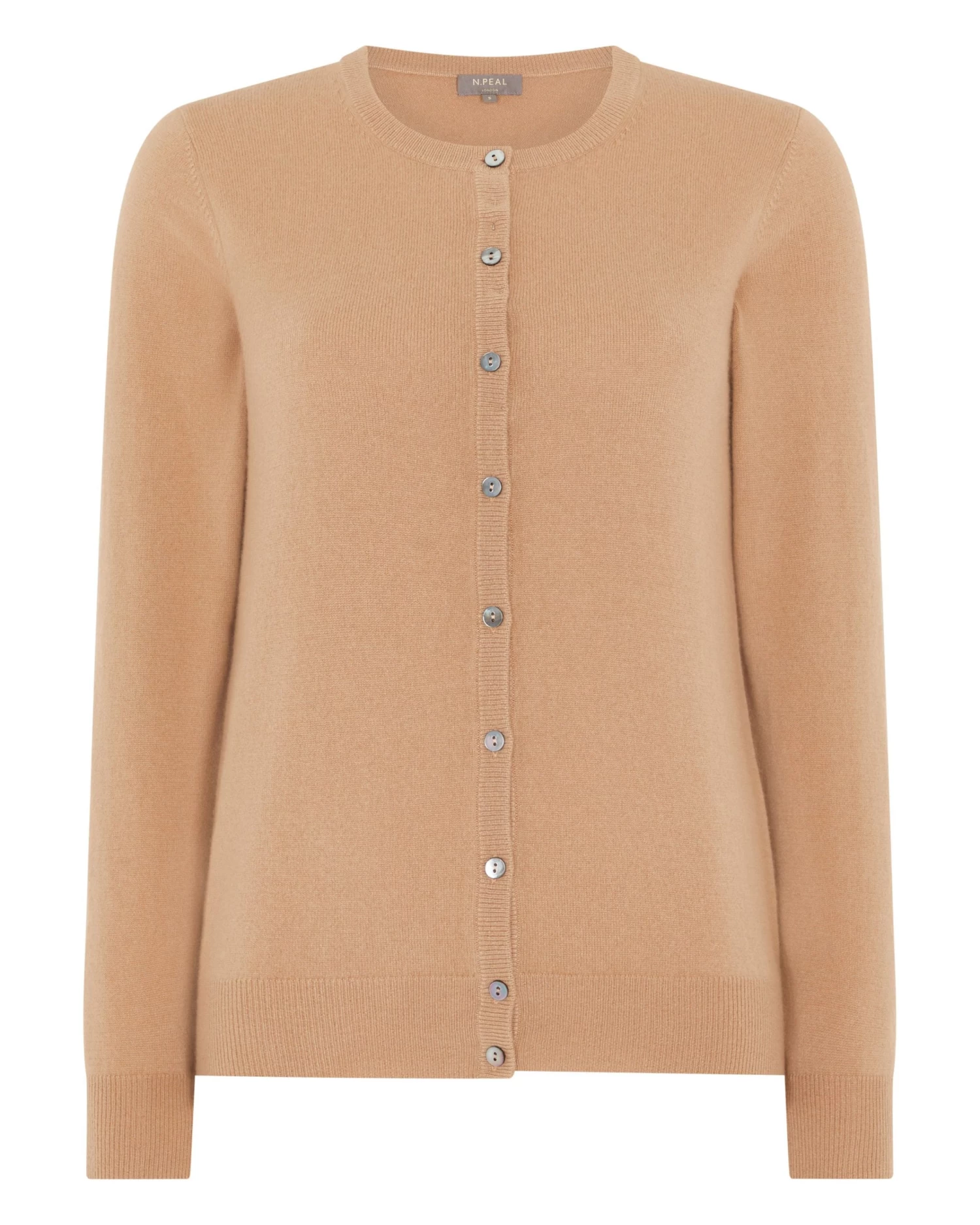 Women's Olivia Round Neck Cashmere Cardigan Sahara Brown 4 Women's Olivia Round Neck Cashmere Cardigan Sahara Brown - Image 2