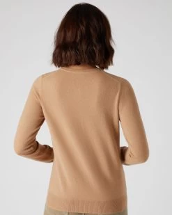 Women's Olivia Round Neck Cashmere Cardigan Sahara Brown 10 Women's Olivia Round Neck Cashmere Cardigan Sahara Brown -Cozy Fashion Shop SS23 NPW001802B S55 4