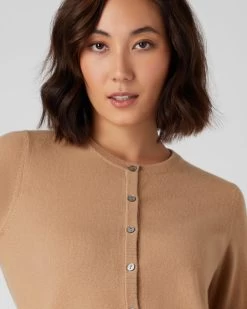 Women's Olivia Round Neck Cashmere Cardigan Sahara Brown 11 Women's Olivia Round Neck Cashmere Cardigan Sahara Brown -Cozy Fashion Shop SS23 NPW001802B S55 5