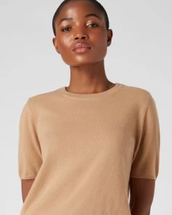 Women's Milly Classic Cashmere T Shirt Sahara Brown -Cozy Fashion Shop SS23 NPW001803C S55 5