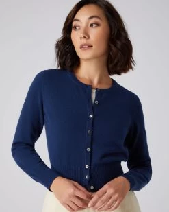 Women's Ivy Cropped Cashmere Cardigan French Blue