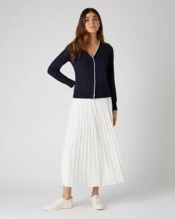 Women's Cotton Cashmere Cardigan Navy Blue -Cozy Fashion Shop SS23 NPW108490 N08 3