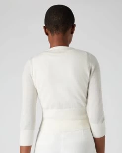 Women's Superfine Cashmere Crop Jumper New Ivory White 10 Women's Superfine Cashmere Crop Jumper New Ivory White -Cozy Fashion Shop SS23 NPW108549 NIV 4