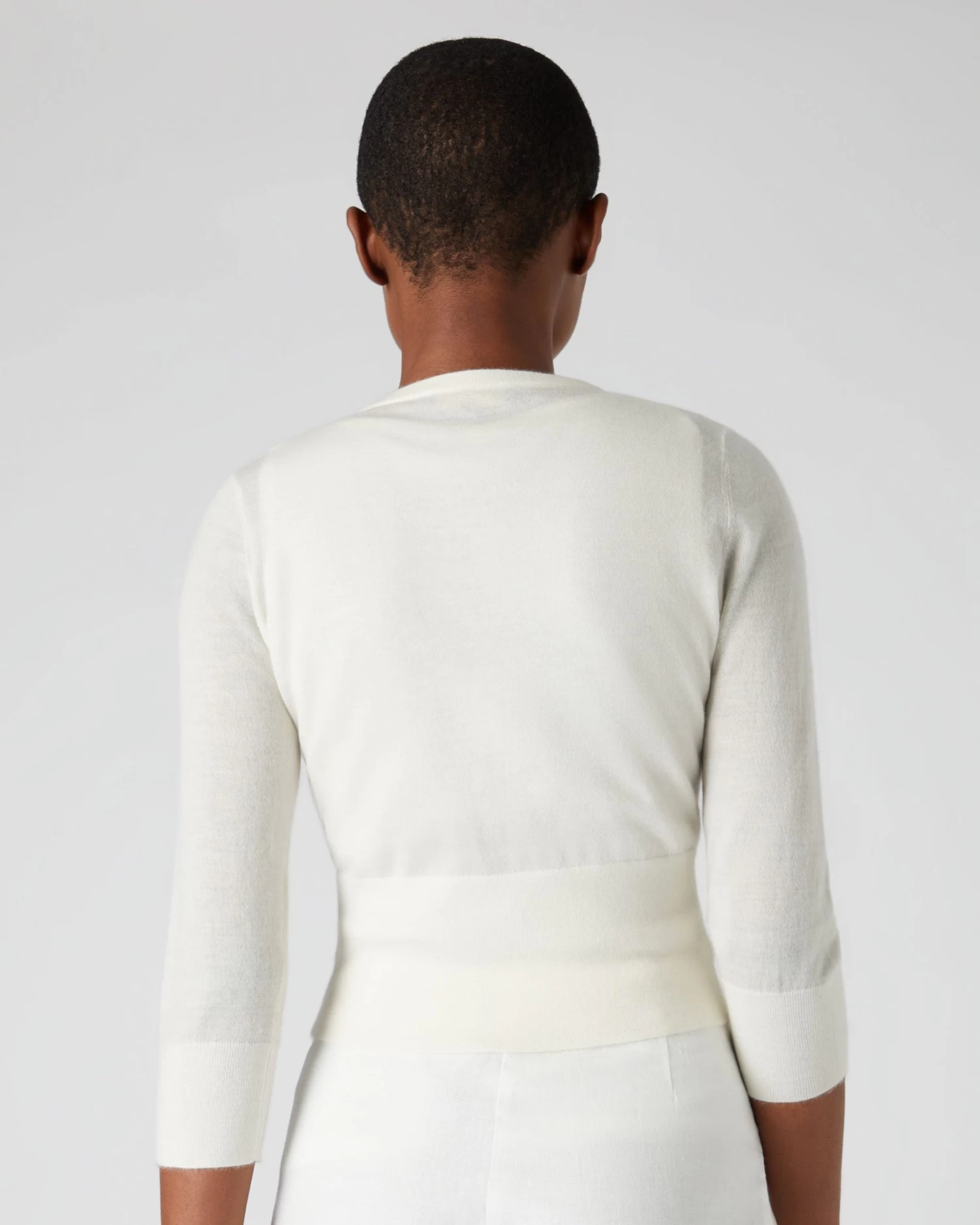 Women's Superfine Cashmere Crop Jumper New Ivory White 6 Women's Superfine Cashmere Crop Jumper New Ivory White - Image 4