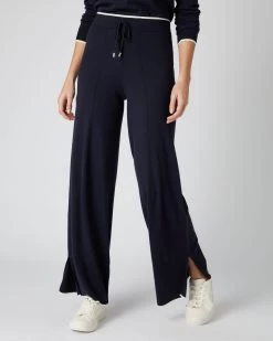 Women's Cotton Cashmere Trouser Navy Blue
