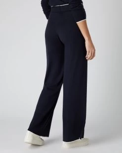 Women's Cotton Cashmere Trouser Navy Blue -Cozy Fashion Shop SS23 NPW108550 N08 4