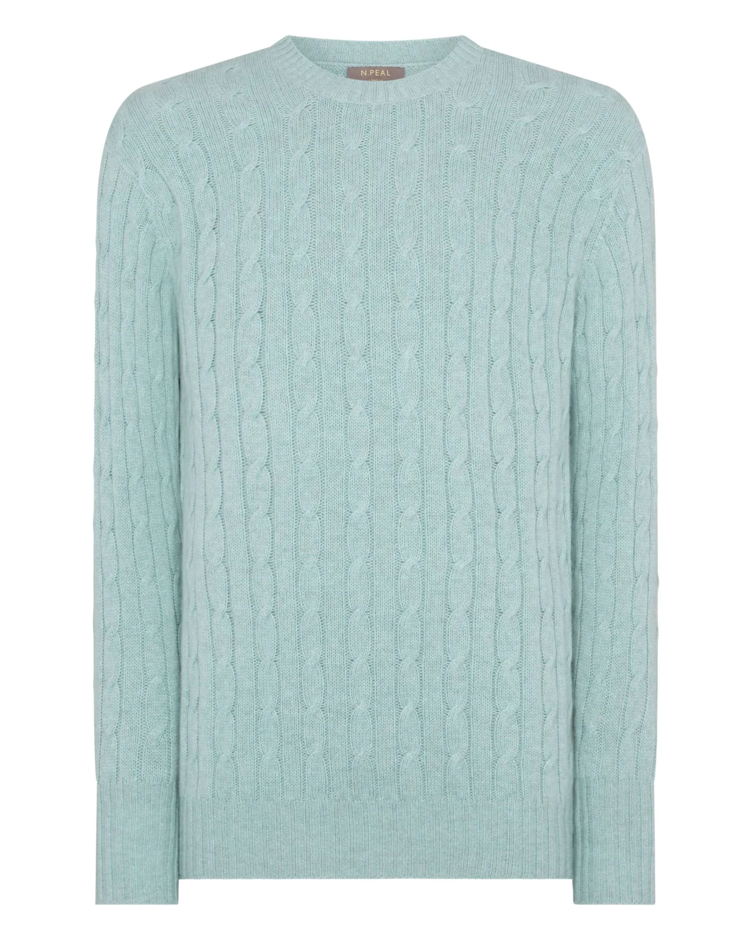 Men's Thames Cable Round Neck Cashmere Jumper Oasis Green 4 Men's Thames Cable Round Neck Cashmere Jumper Oasis Green - Image 2
