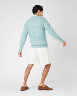 Men's Thames Cable Round Neck Cashmere Jumper Oasis Green 10 Men's Thames Cable Round Neck Cashmere Jumper Oasis Green -Cozy Fashion Shop SS24 NPG000071 OSO 4