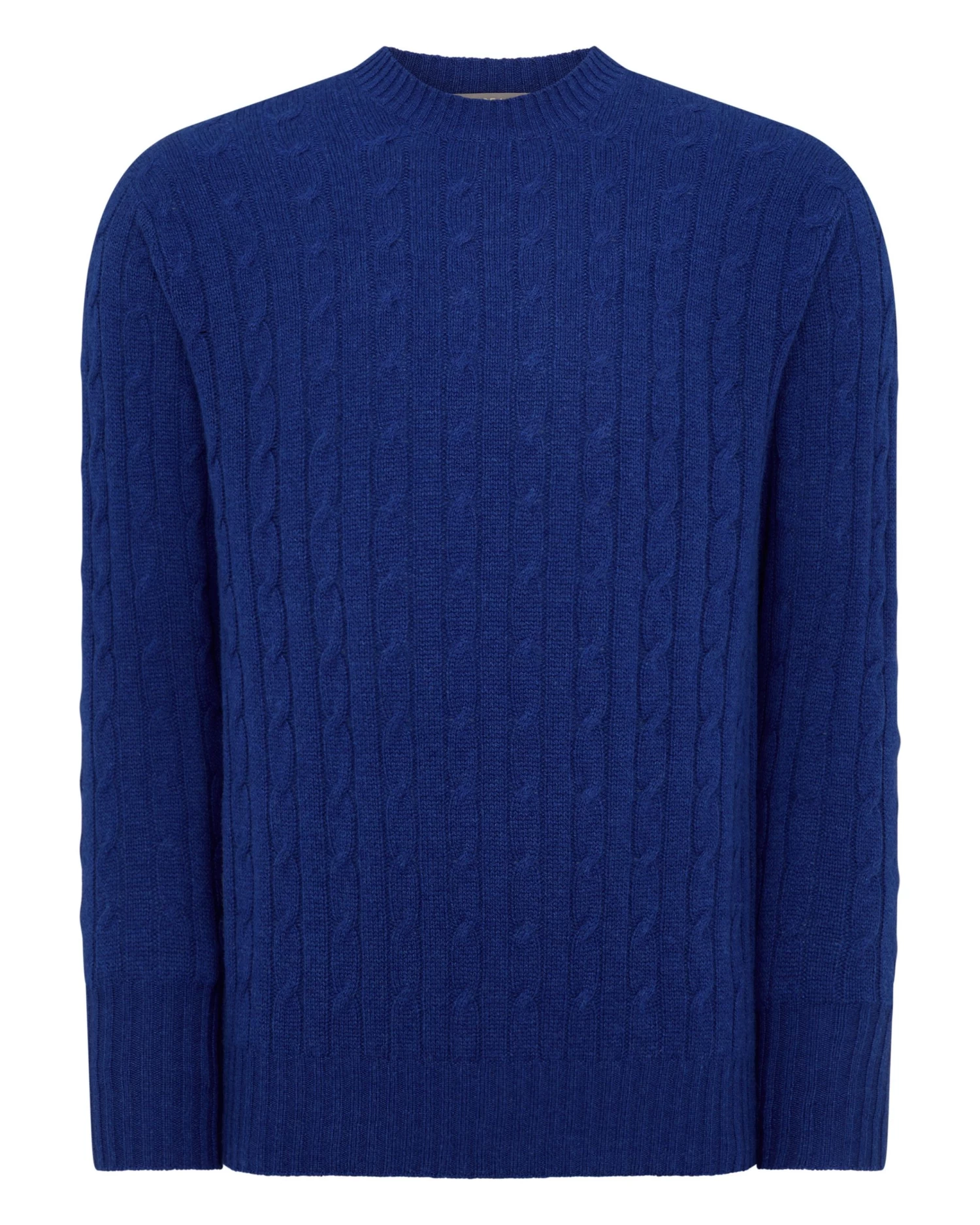Men's Thames Cable Round Neck Cashmere Jumper Sapphire Blue 4 Men's Thames Cable Round Neck Cashmere Jumper Sapphire Blue - Image 2