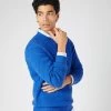 Men's Thames Cable Round Neck Cashmere Jumper Sonic Blue