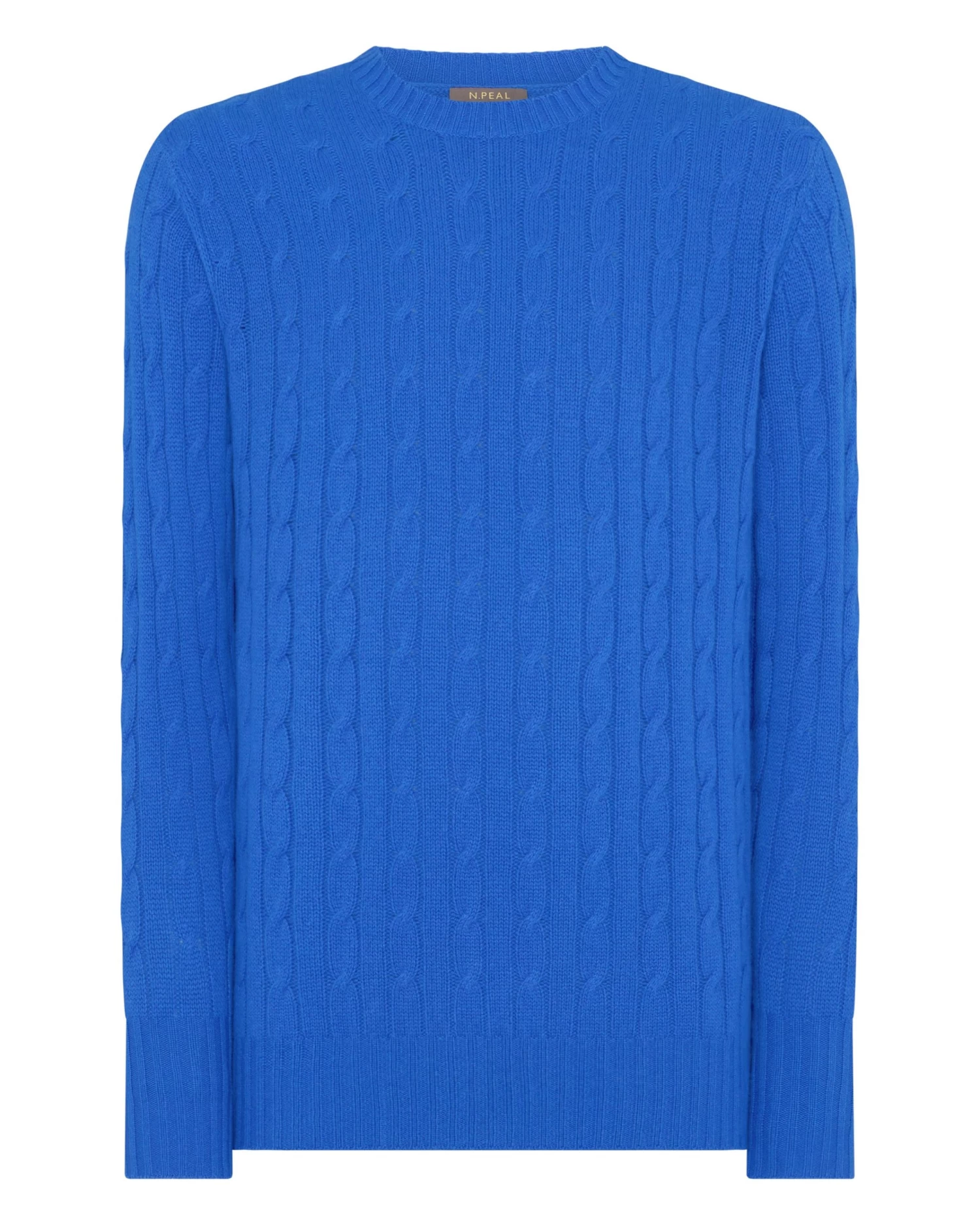 Men's Thames Cable Round Neck Cashmere Jumper Sonic Blue 4 Men's Thames Cable Round Neck Cashmere Jumper Sonic Blue - Image 2