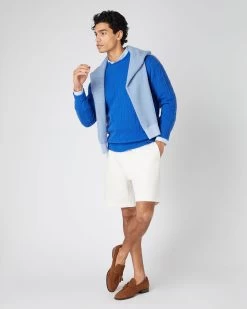 Men's Thames Cable Round Neck Cashmere Jumper Sonic Blue 9 Men's Thames Cable Round Neck Cashmere Jumper Sonic Blue -Cozy Fashion Shop SS24 NPG000071 SON 3