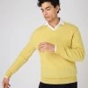 Men's Burlington V Neck Cashmere Jumper Citrine Yellow 2 Men's Burlington V Neck Cashmere Jumper Citrine Yellow -Cozy Fashion Shop SS24 NPG000106 CYO 1