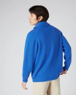 Men's Kensington Cashmere Cardigan Sonic Blue -Cozy Fashion Shop SS24 NPG000116 SON 4