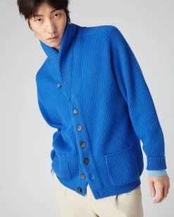 Men's Kensington Cashmere Cardigan Sonic Blue -Cozy Fashion Shop SS24 NPG000116 SON 5