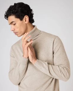 Men's Trafalgar Roll Neck Cashmere Jumper Oatmeal Brown 11 Men's Trafalgar Roll Neck Cashmere Jumper Oatmeal Brown -Cozy Fashion Shop SS24 NPG000120R OAT 5