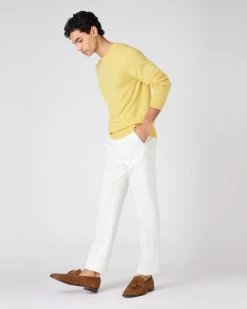 Men's Oxford Round Neck Cashmere Jumper Citrine Yellow -Cozy Fashion Shop SS24 NPG000132R CYO 3