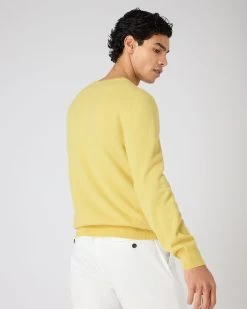 Men's Oxford Round Neck Cashmere Jumper Citrine Yellow -Cozy Fashion Shop SS24 NPG000132R CYO 4
