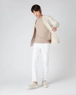 Men's Oxford Round Neck Cashmere Jumper Oatmeal Brown 11 Men's Oxford Round Neck Cashmere Jumper Oatmeal Brown -Cozy Fashion Shop SS24 NPG000132R OAT 3