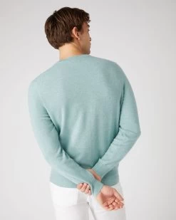 Men's Oxford Round Neck Cashmere Jumper Oasis Green -Cozy Fashion Shop SS24 NPG000132R OSO 4
