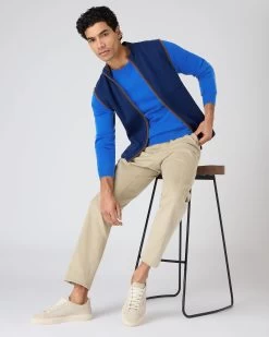 Men's Oxford Round Neck Cashmere Jumper Sonic Blue -Cozy Fashion Shop SS24 NPG000132R SON 3