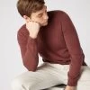 Men's Oxford Round Neck Cashmere Jumper Terracotta Brown -Cozy Fashion Shop SS24 NPG000132R T18 1