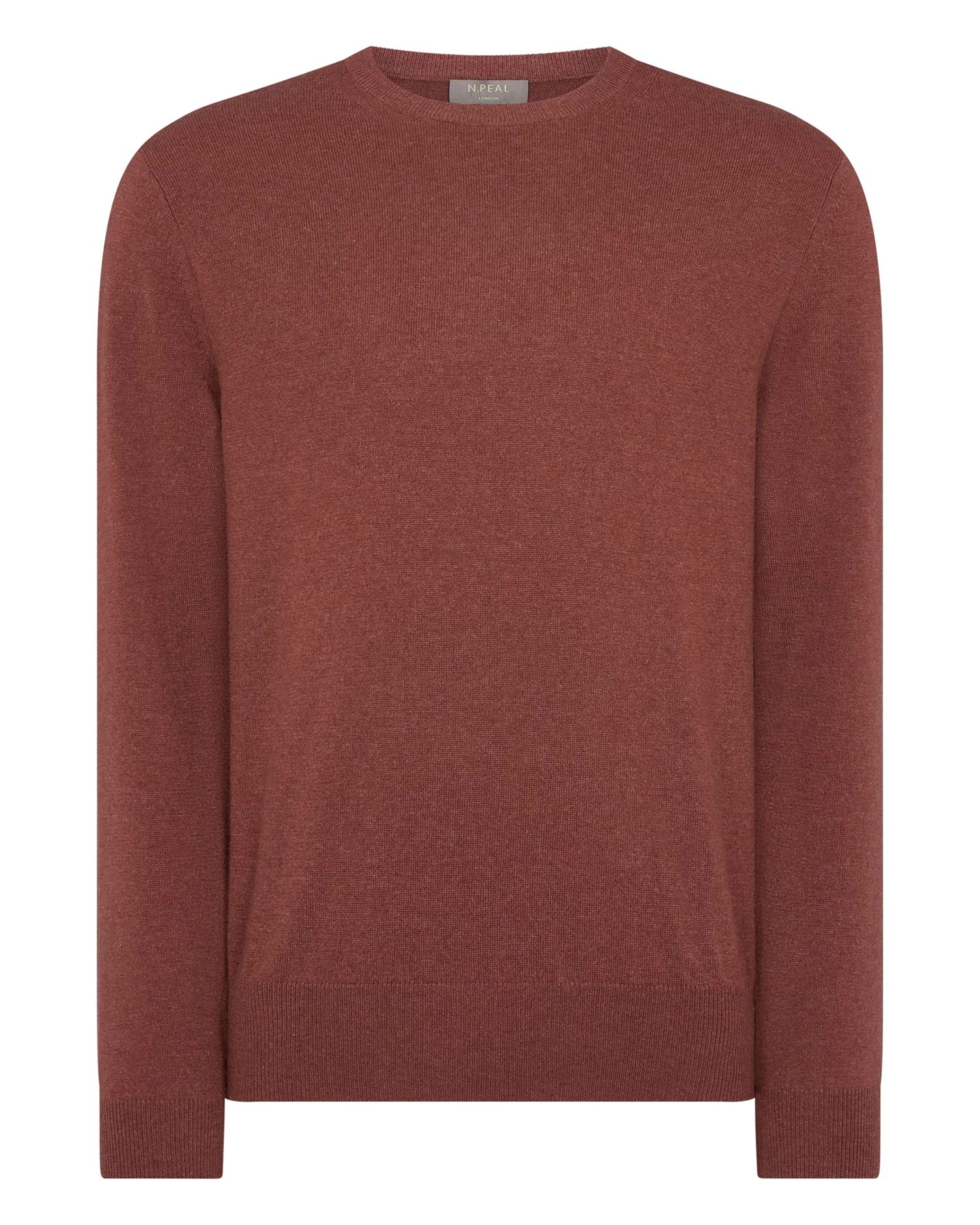 Men's Oxford Round Neck Cashmere Jumper Terracotta Brown 4 Men's Oxford Round Neck Cashmere Jumper Terracotta Brown - Image 2
