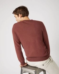 Men's Oxford Round Neck Cashmere Jumper Terracotta Brown 10 Men's Oxford Round Neck Cashmere Jumper Terracotta Brown -Cozy Fashion Shop SS24 NPG000132R T18 4