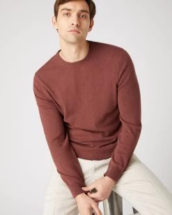 Men's Oxford Round Neck Cashmere Jumper Terracotta Brown 11 Men's Oxford Round Neck Cashmere Jumper Terracotta Brown -Cozy Fashion Shop SS24 NPG000132R T18 5