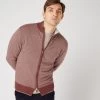 Men's Knightsbridge Birdseye Full Zip Cashmere Jumper Terracotta Brown -Cozy Fashion Shop SS24 NPG000192B T17 1