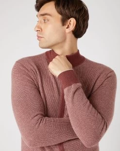 Men's Knightsbridge Birdseye Full Zip Cashmere Jumper Terracotta Brown 13 Men's Knightsbridge Birdseye Full Zip Cashmere Jumper Terracotta Brown -Cozy Fashion Shop SS24 NPG000192B T17 5