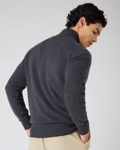 Men's Knightsbridge Full Zip Cashmere Jumper Dark Charcoal Grey -Cozy Fashion Shop SS24 NPG000192R DKC 4
