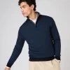 Men's Regent Birdseye Fine Gauge Cashmere Half Zip Jumper Navy Blue -Cozy Fashion Shop SS24 NPG000198B NPC 1