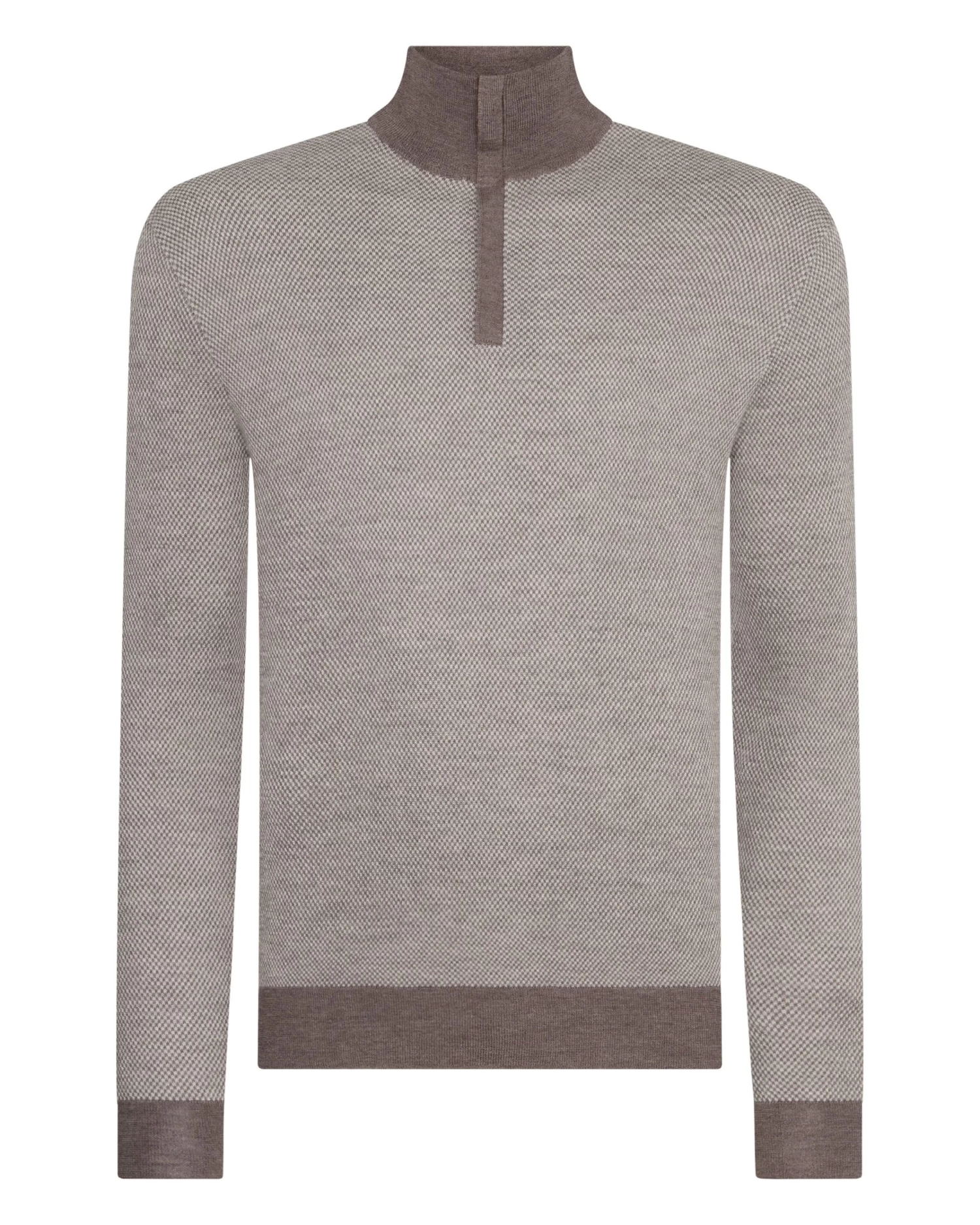 Men's Regent Birdseye Fine Gauge Cashmere Half Zip Jumper Taupe Brown 4 Men's Regent Birdseye Fine Gauge Cashmere Half Zip Jumper Taupe Brown - Image 2