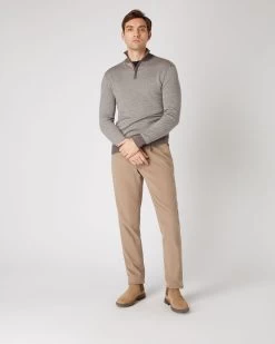 Men's Regent Birdseye Fine Gauge Cashmere Half Zip Jumper Taupe Brown 9 Men's Regent Birdseye Fine Gauge Cashmere Half Zip Jumper Taupe Brown -Cozy Fashion Shop SS24 NPG000198B TFU 3