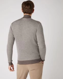 Men's Regent Birdseye Fine Gauge Cashmere Half Zip Jumper Taupe Brown 10 Men's Regent Birdseye Fine Gauge Cashmere Half Zip Jumper Taupe Brown -Cozy Fashion Shop SS24 NPG000198B TFU 4