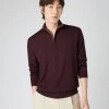 Men's Regent Fine Gauge Cashmere Half Zip Jumper Clove Brown -Cozy Fashion Shop SS24 NPG000198R CLO 1