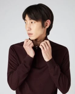 Men's Regent Fine Gauge Cashmere Half Zip Jumper Clove Brown -Cozy Fashion Shop SS24 NPG000198R CLO 5